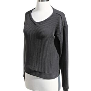 Love Glam Girl Stitch Fix Women's Ribbed Black Long Sleeve Top Soft & Comfy XL